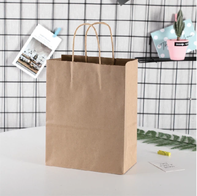 Kraft Paper Round Rope Tote Bag Shopping Bag